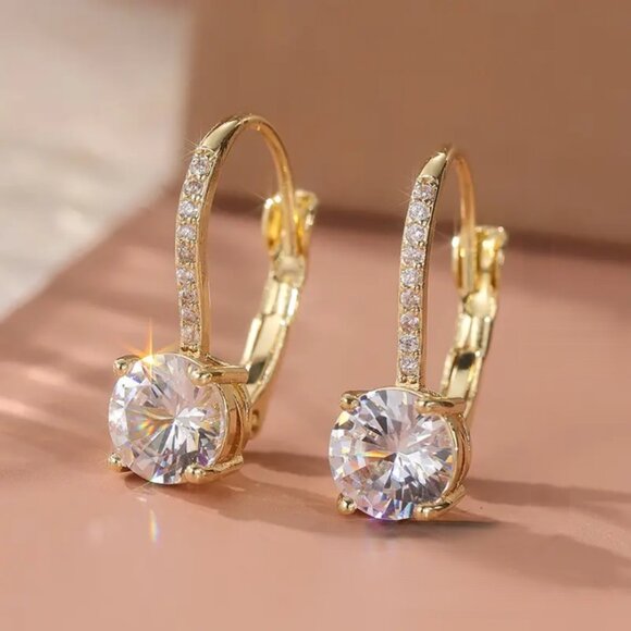 14K Gold Womens 2ct Diamond Hanging Drop Earrings Ladies New 14 K Silver Jewelry